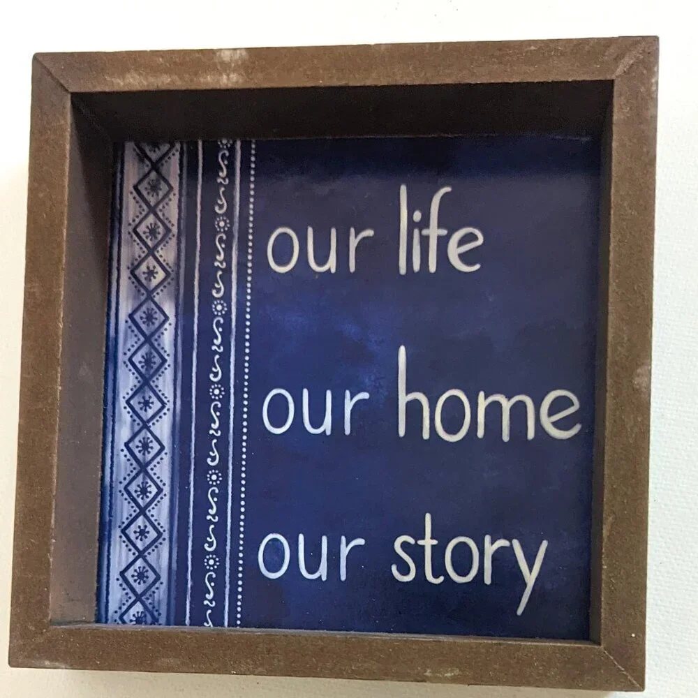 NWT Rustic Farmhouse 'Our Life Home Story' Wood Box Sign Decor Michaels Ashland - Picture 1 of 5